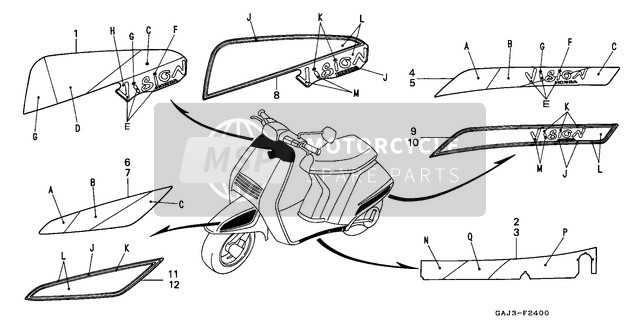 Honda NE50 1990 Streifen (NE50L) für ein 1990 Honda NE50